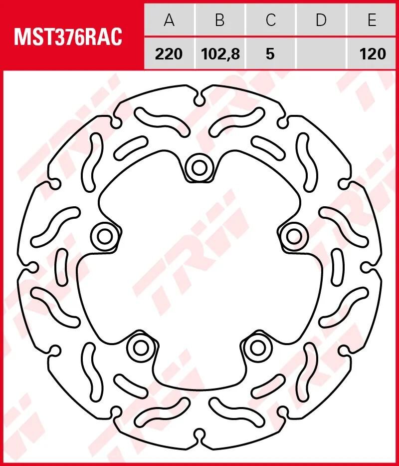 TRW bremsscheibe mst376rac rotor mst376rac rigid