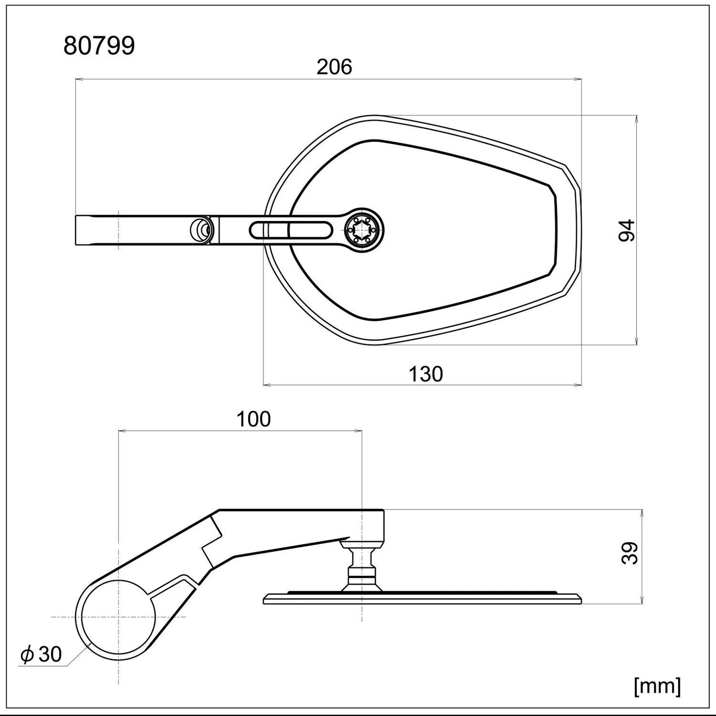 DAYTONA lenkerendenspiegel d-mirror-15 mirrors barend flat ov al short sw e-mark