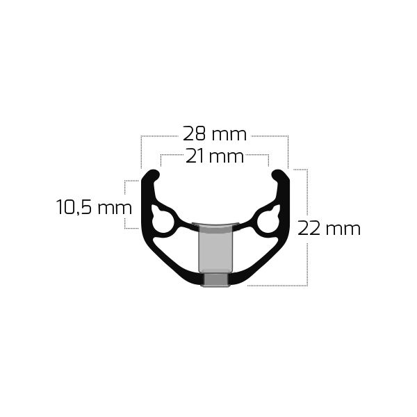 Ryde Velg zac 421 28 29 622*21c aluminium - 36 gaats 14g - zwart geslepen