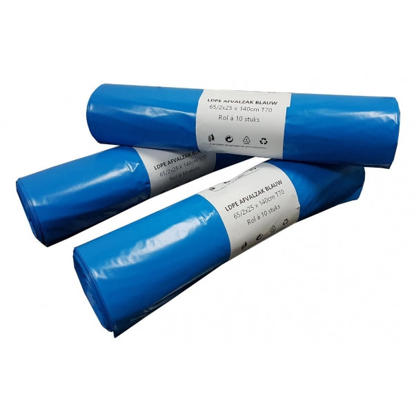 Producten containerzakken ldpe 6525 x 140cm t 70 blauw 240ltr