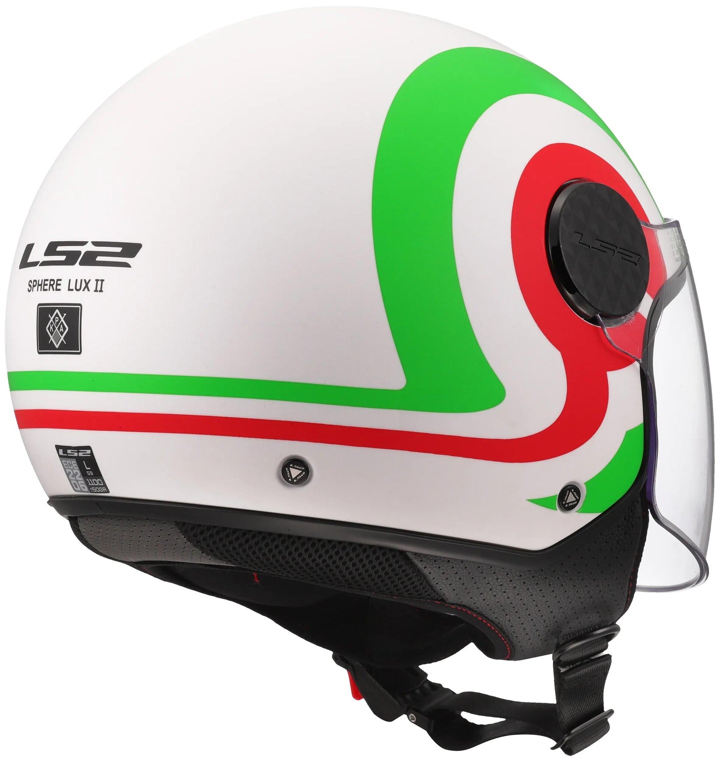 LS2 jethelm of558 sphere lux ii urby helmet sphere lux ii urby white green red matt