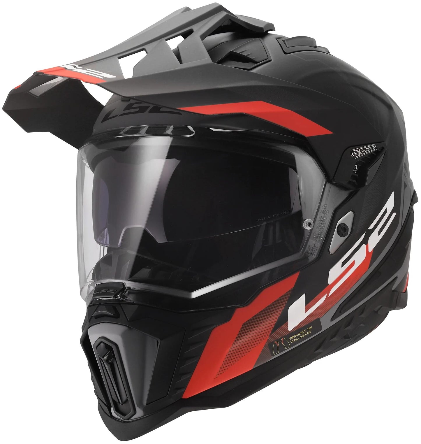LS2 endurohelm mx701 explorer hexa helmet mx701 explorer hexa matt black red grey