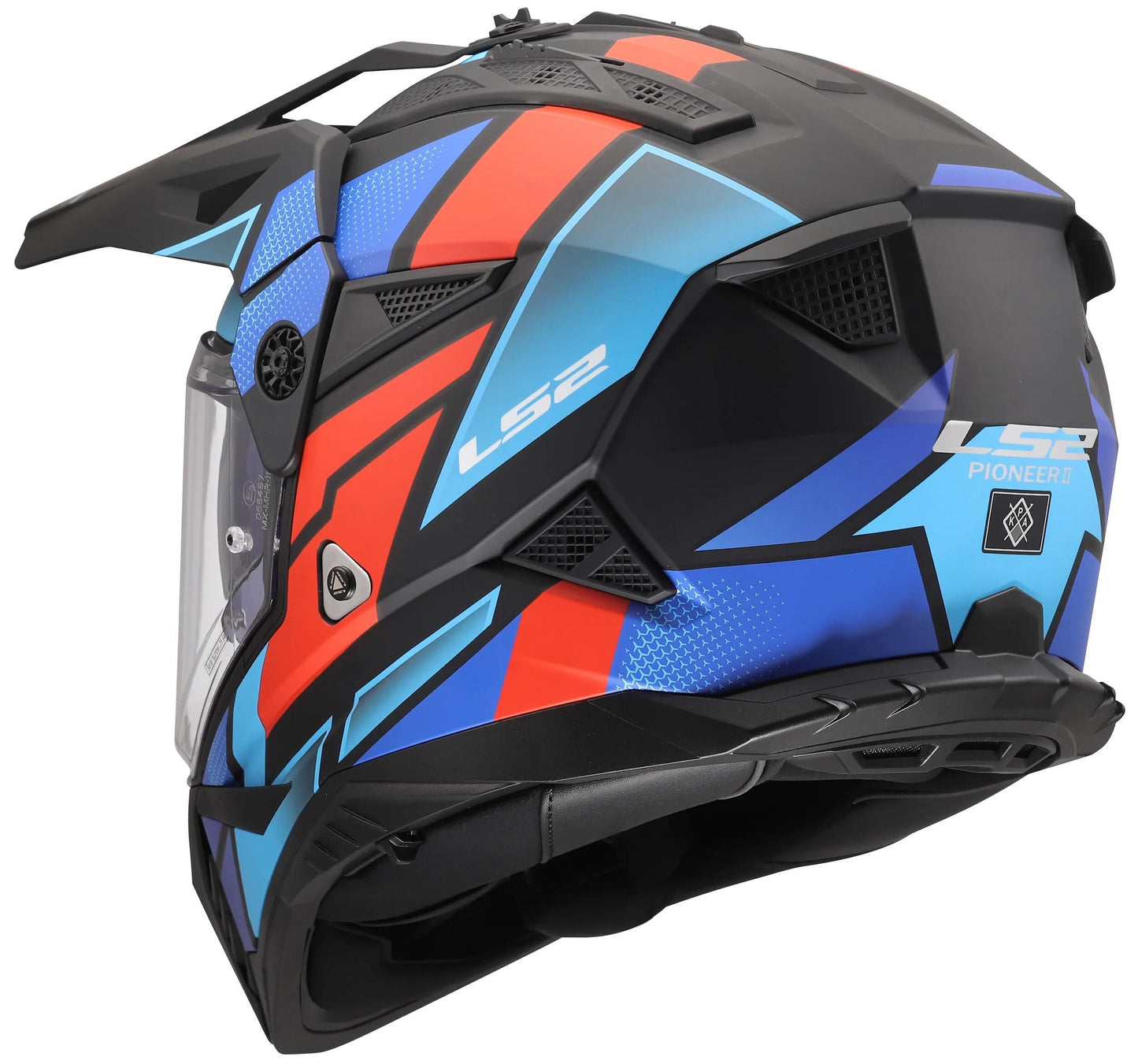 LS2 endurohelm mx702 pioneer ii block helmet mx702 pioneer block matt black red blue