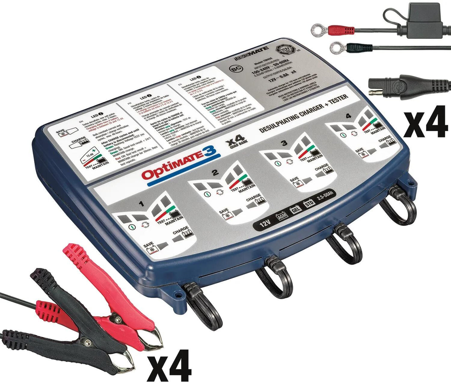 TecMATE batterieladegerät optimate3 optimate 3 charger 4er bank