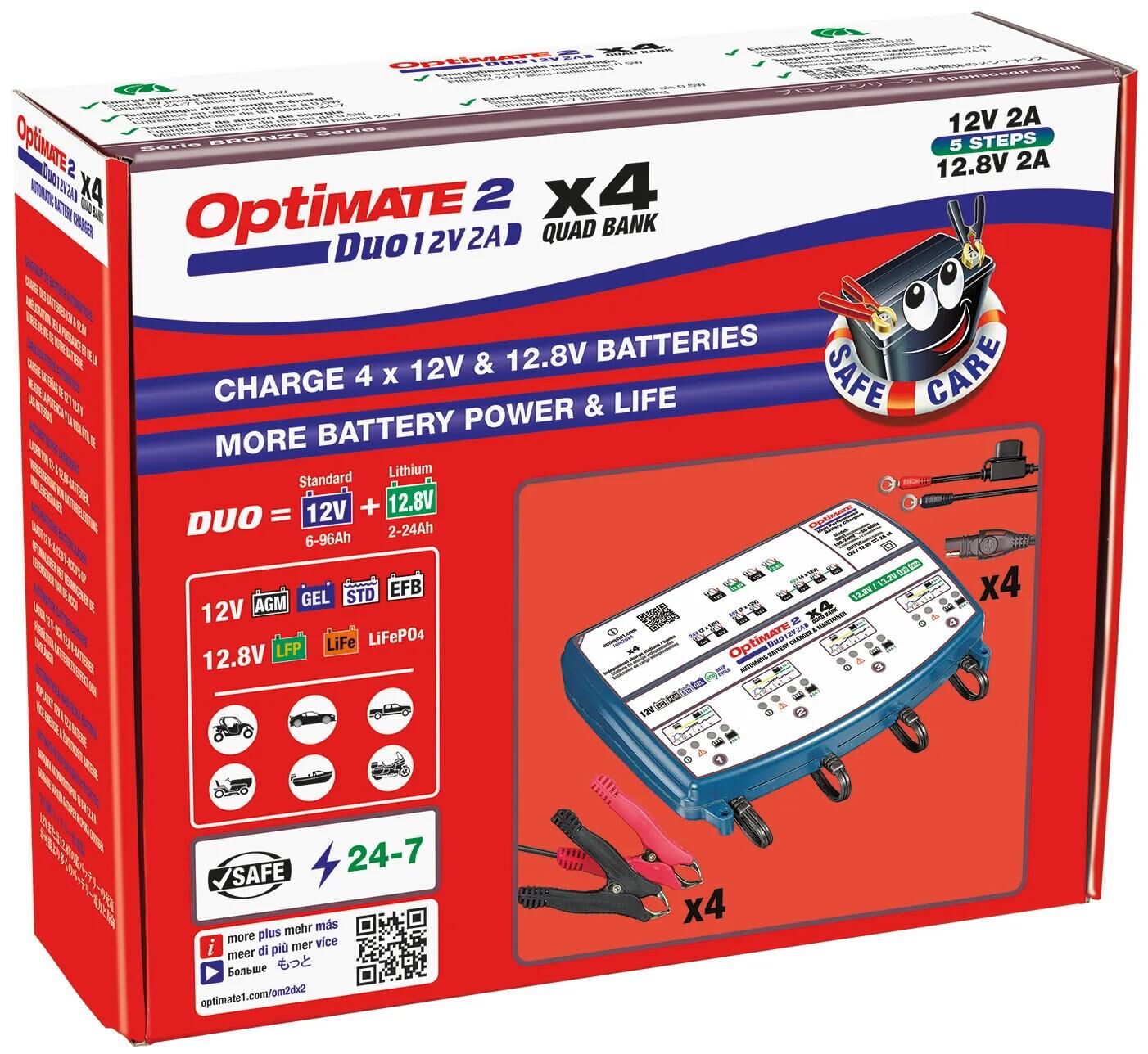 TecMATE batterieladegerät optimate 2 duo optimate 2 charger duo 4er bank