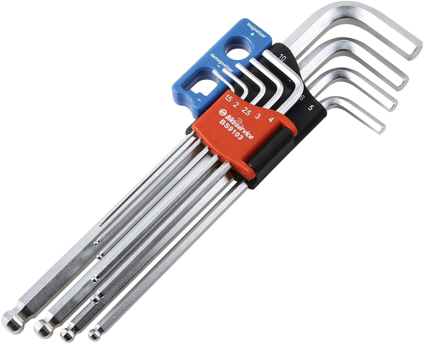 Bikeservice winkelstiftschlüsselsatz angled pin key bst 9pcs in6knt long w magnet