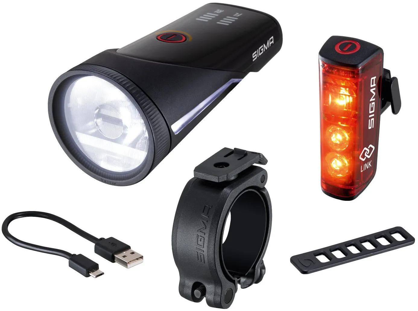 SIGMA SPORT Sigma verlichtingsset aura 100 link qr + blaze link usb