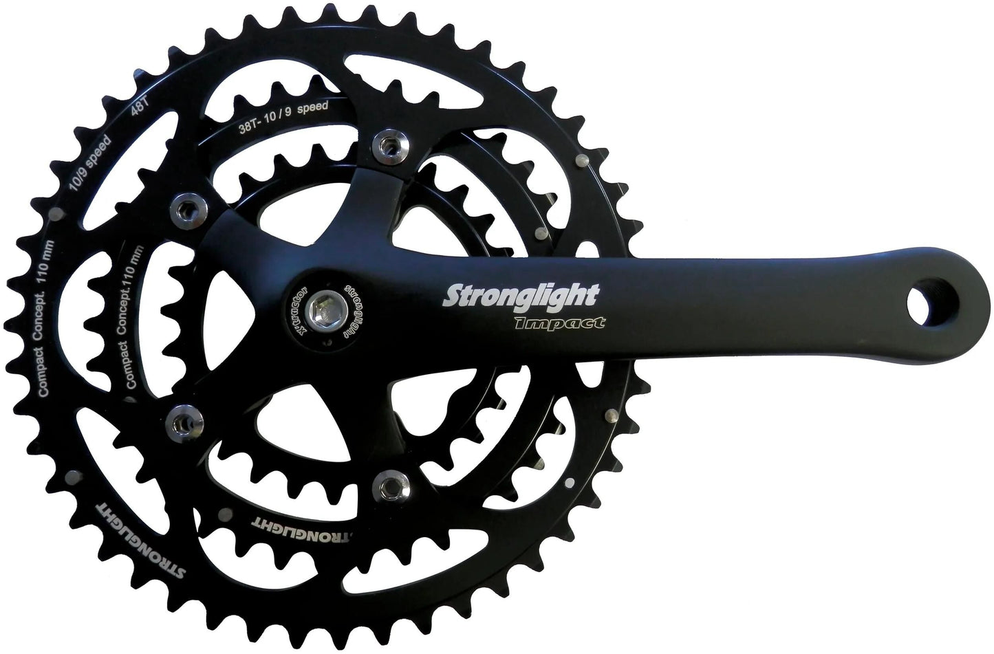 STRONGLIGHT kettenradgarnitur impact crankset strongl.impact 28 38 48t black