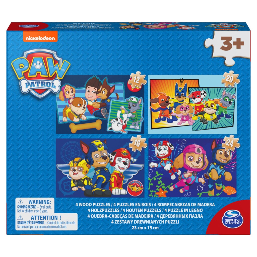 Paw Patrol shoe box 4 houten puzzels 12-16-20-24 stukjes