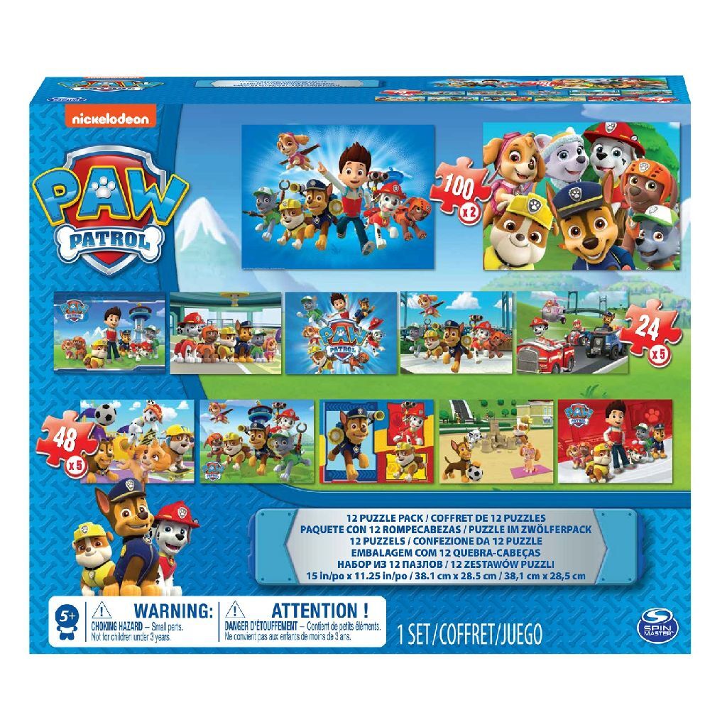Paw Patrol 12in1 puzzelset 25 48 100 stukjes