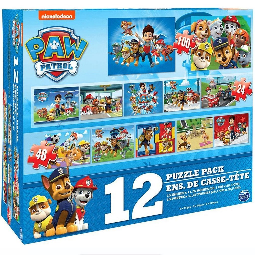 Paw Patrol 12in1 puzzelset 25 48 100 stukjes