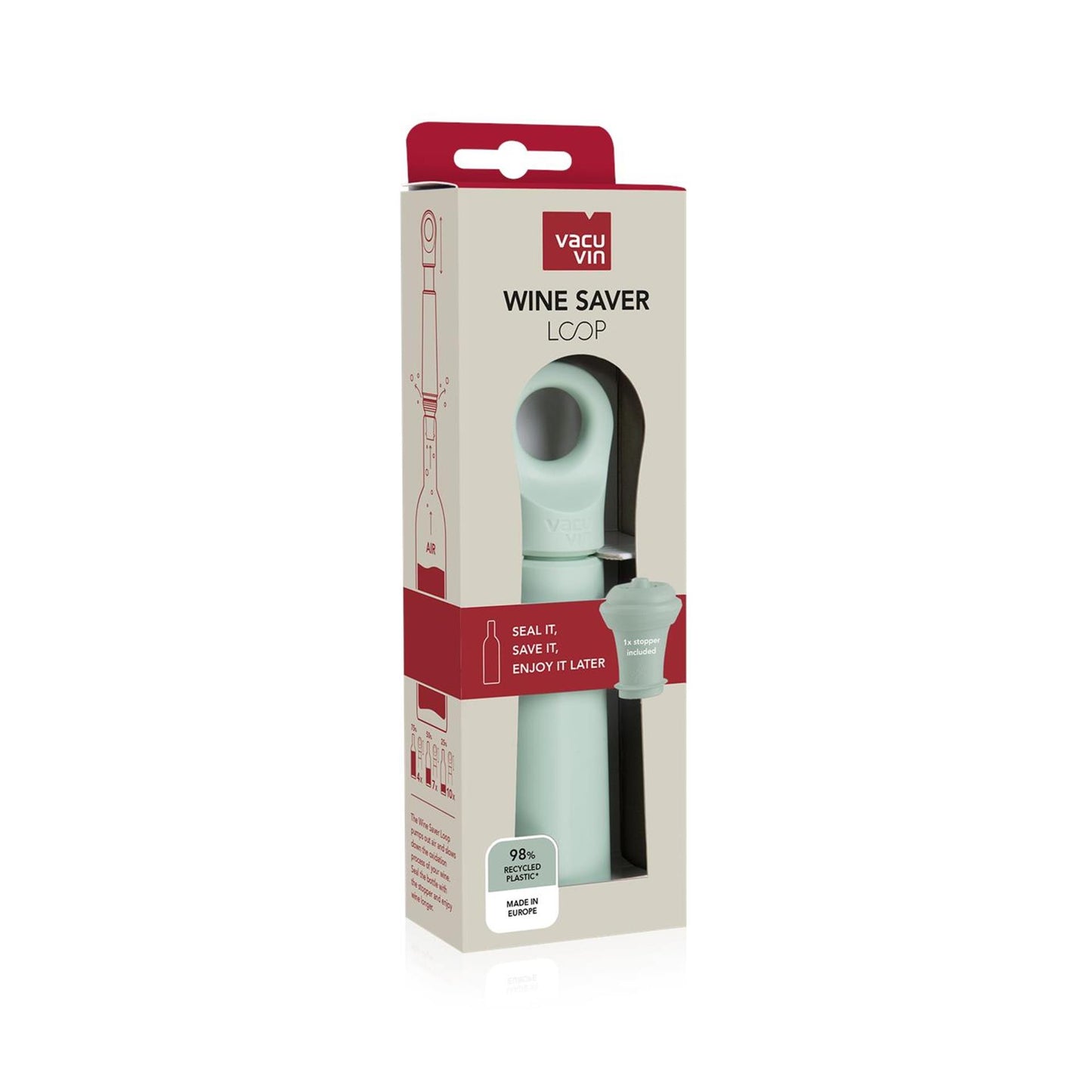 Vacuvin Vacu vin wine saver loop + stopper jade