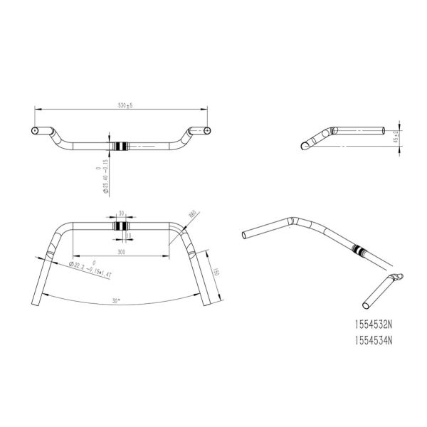 Primax Stuur e utrecht ø25.4mm 560mm - zwart