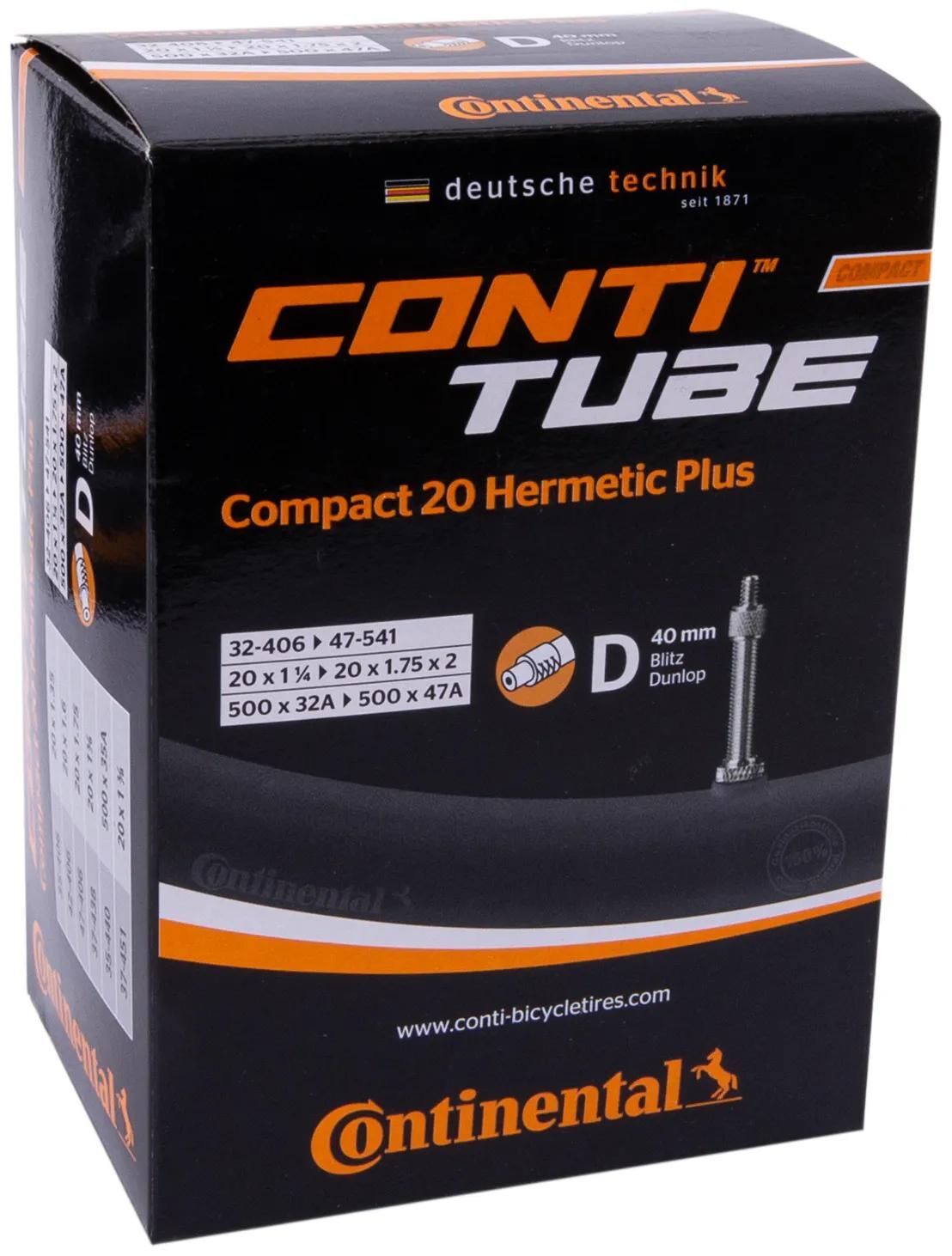 Continental schlauch compact 20 hermetic plus tube conti compact 20 herm.plus dv 40mm