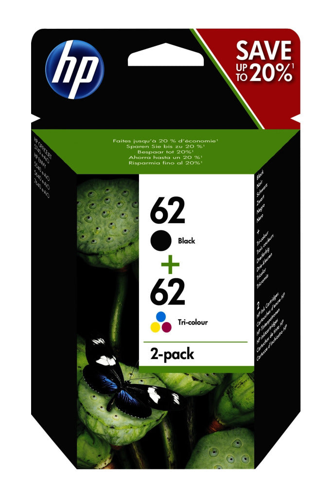 HP Inktcartridge n9j71ae nummer 62 2 stuks cyaan geel magenta zwart