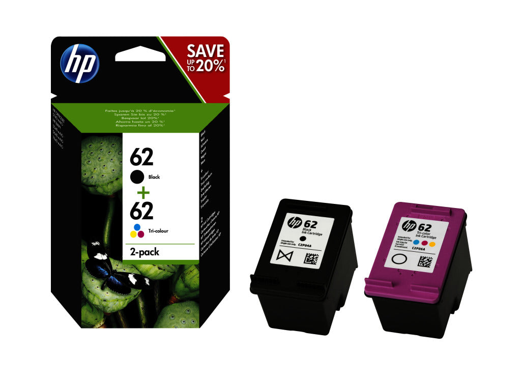 HP Inktcartridge n9j71ae nummer 62 2 stuks cyaan geel magenta zwart