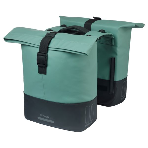 Basil B.V. Dubbele fietstas cove mik 28-32l 14 x 29 x 36 cm - groen zwart