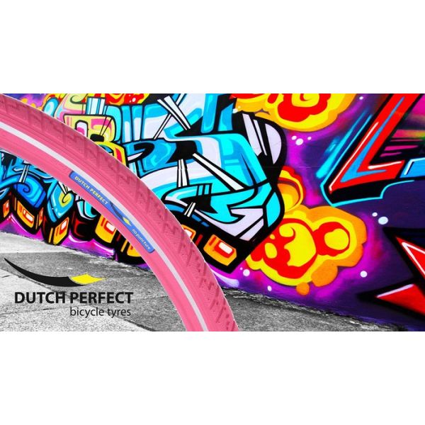 Dutchperfect Buitenband dutch perfect 28 x 1.40 40-622mm anti-lek - roze met reflectie