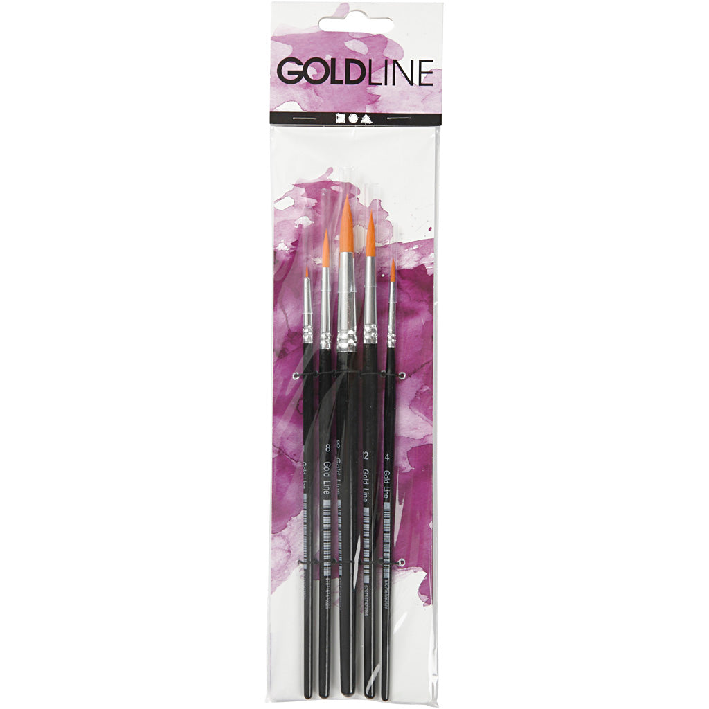 Creativ Company Https: www.cchobby.nl gold-line-penselen-afm-1-4-8-12-18-l-17-19-cm-b-1-7-mm-rond-5-stuk-1-doos