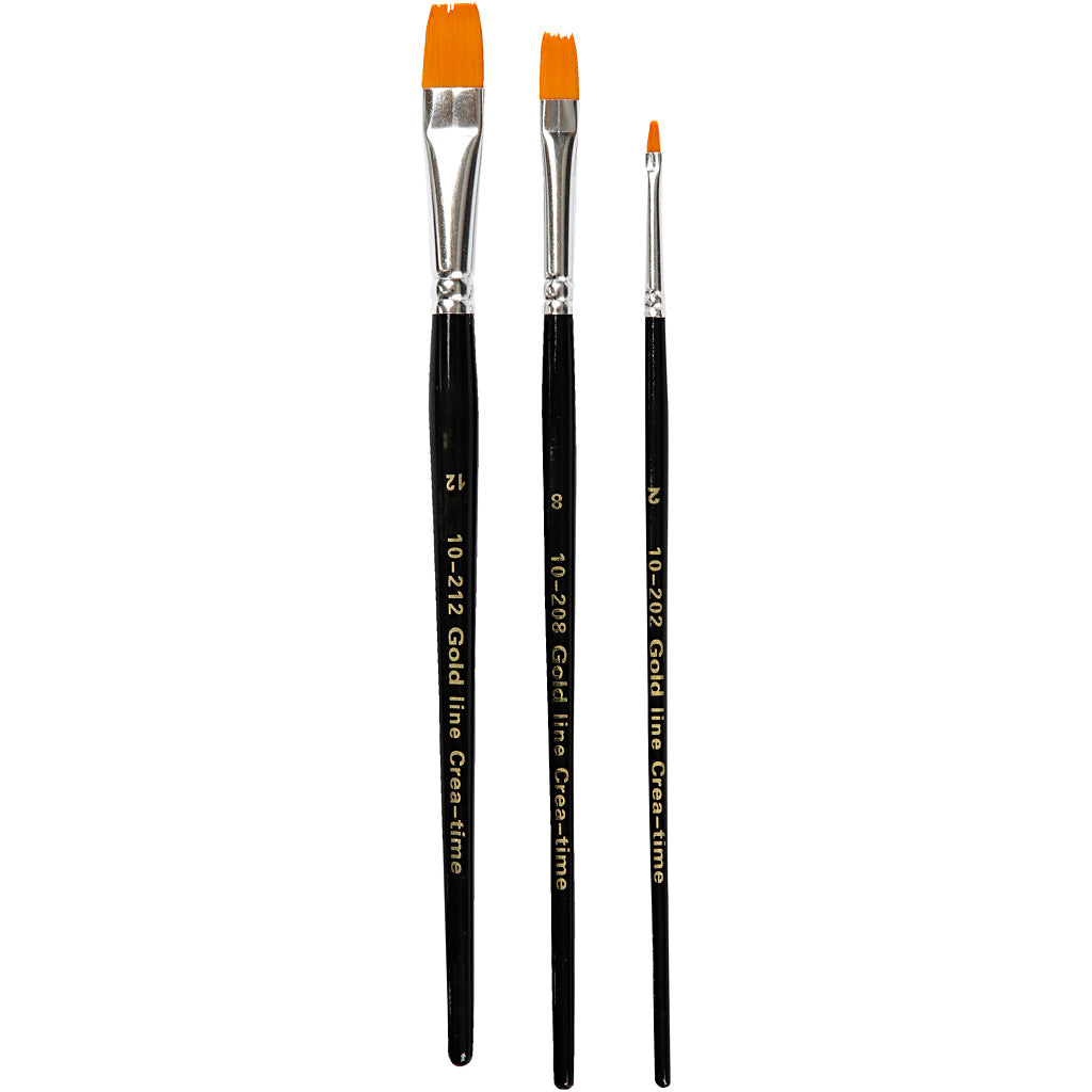 Creativ Company Https: www.cchobby.nl gold-line-penselen-afm-2-8-12-l-16-5-19-cm-b-3-12-mm-plat-3-stuk-1-doos