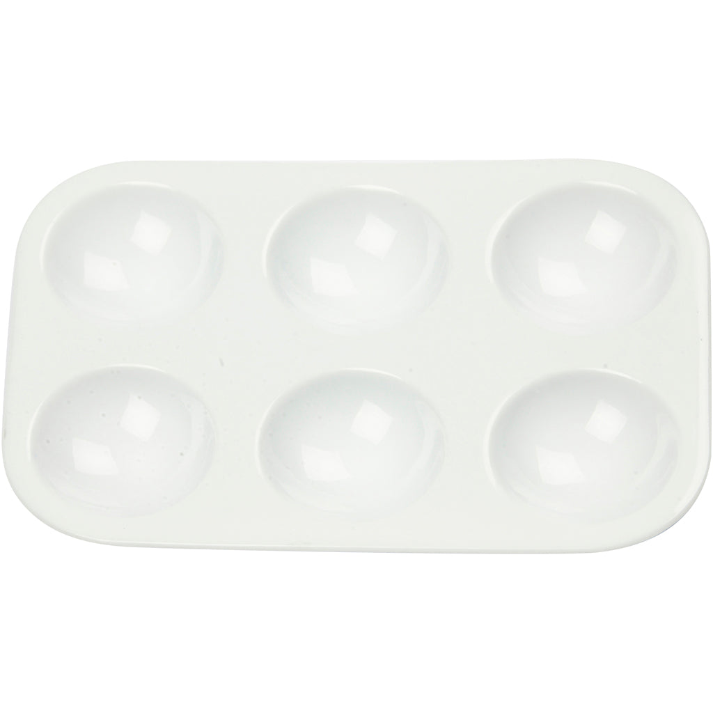 Creativ Company Https: www.cchobby.nl palet-rechthoekig-palet-met-6-vakken-afm-13x8-5-cm-wit-1-stuk