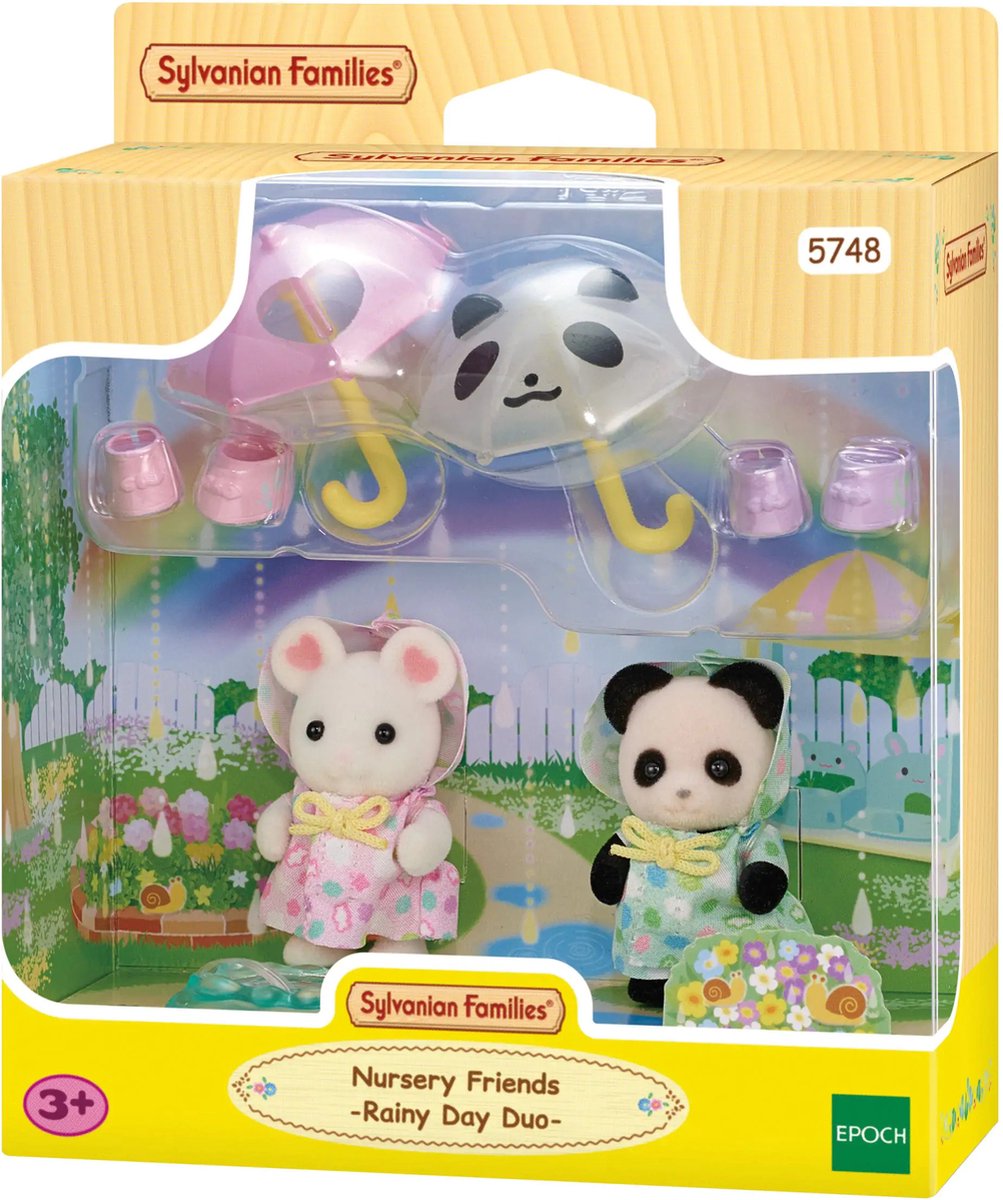 Sylvanian Families 5748 duo peutervriendjes regendag- inclusief 2 fluweelzachte speelfiguren