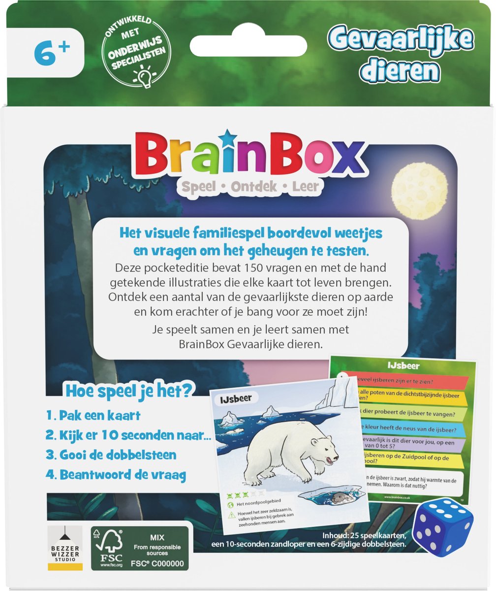 Bezzerwizzer Brainbox pocket gevaarlijke dieren - nederlands kaartspel