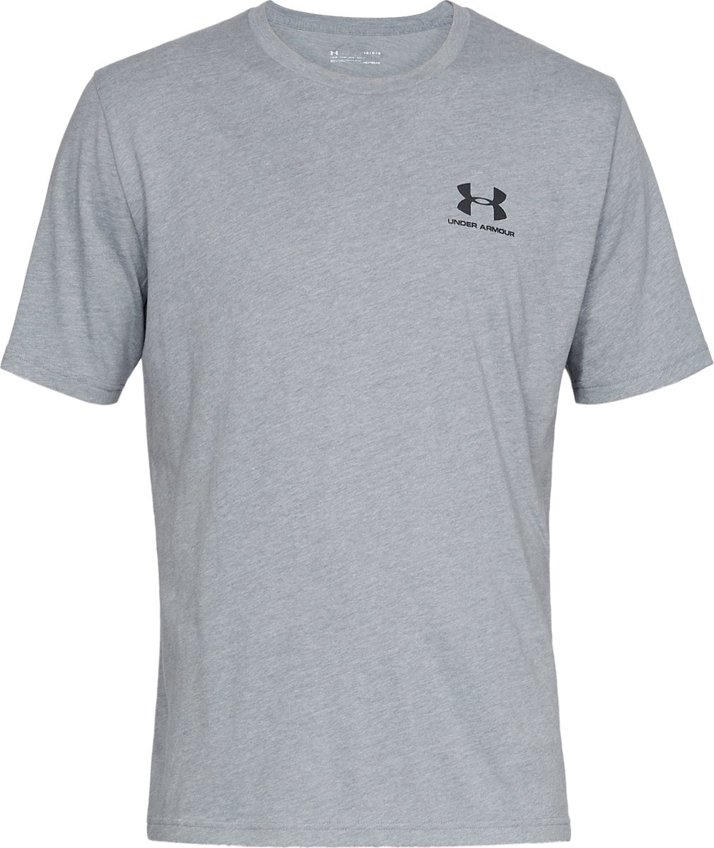 Under Armour ua m sportstyle lc ss-gry heren sportshirt - steel light heather - zwart