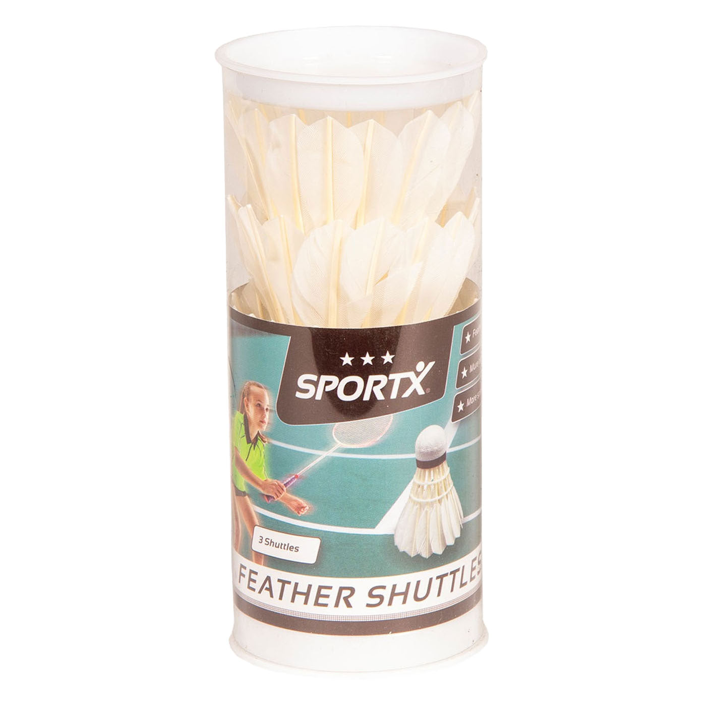 SportX shuttle veren wit in koker, 3st.
