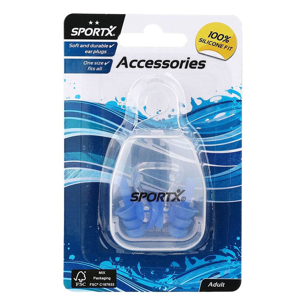 SportX volwassenen neusclip en oordoppen 2 sterren blauw