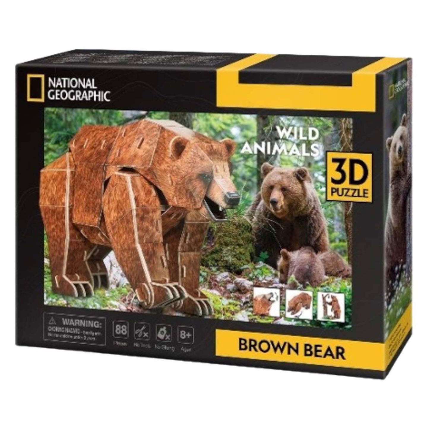 Cubic Fun national geographic 3d-puzzel bruine beer - 88 stukjes - 8+ jaar
