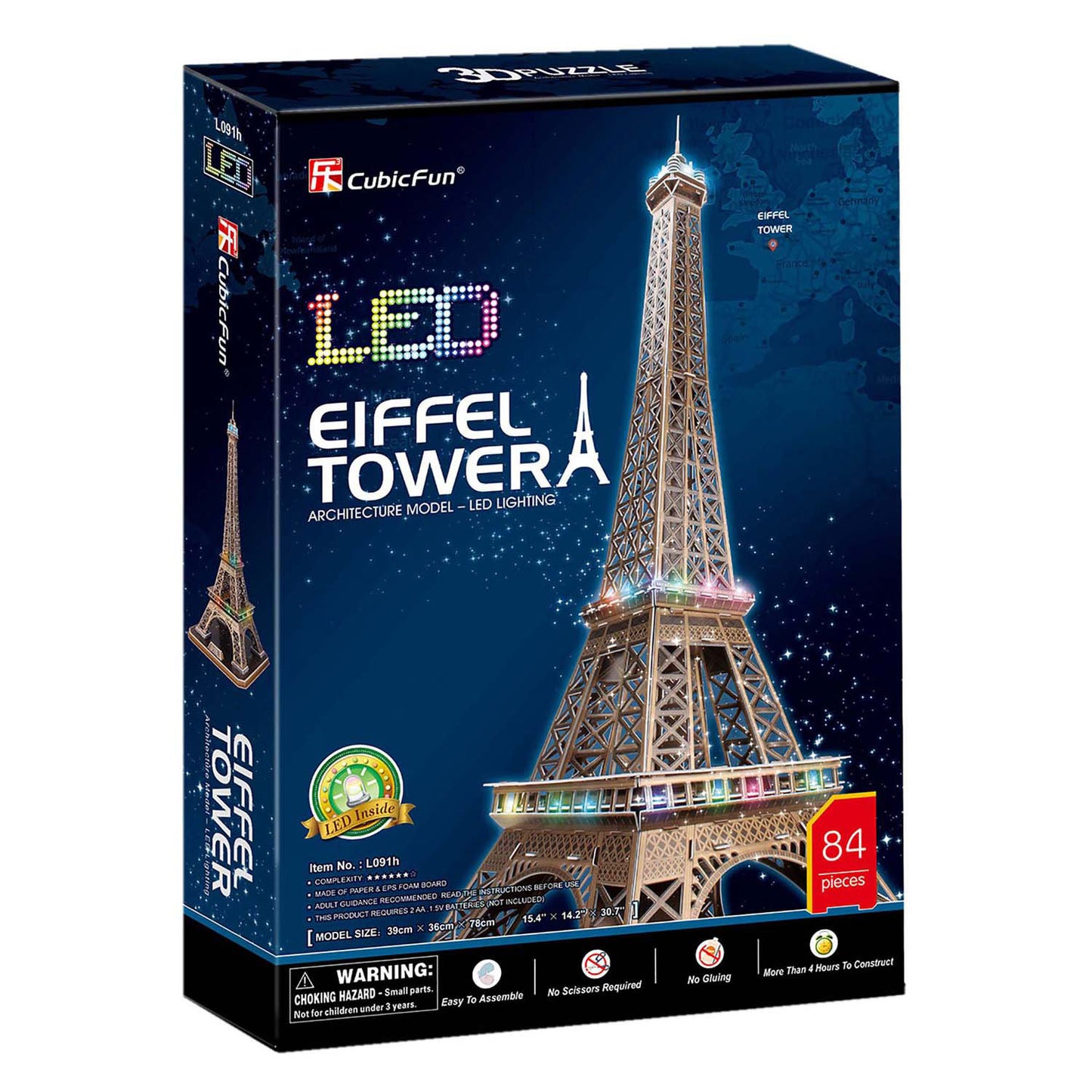 Cubic Fun 3d-puzzel eiffeltoren met led