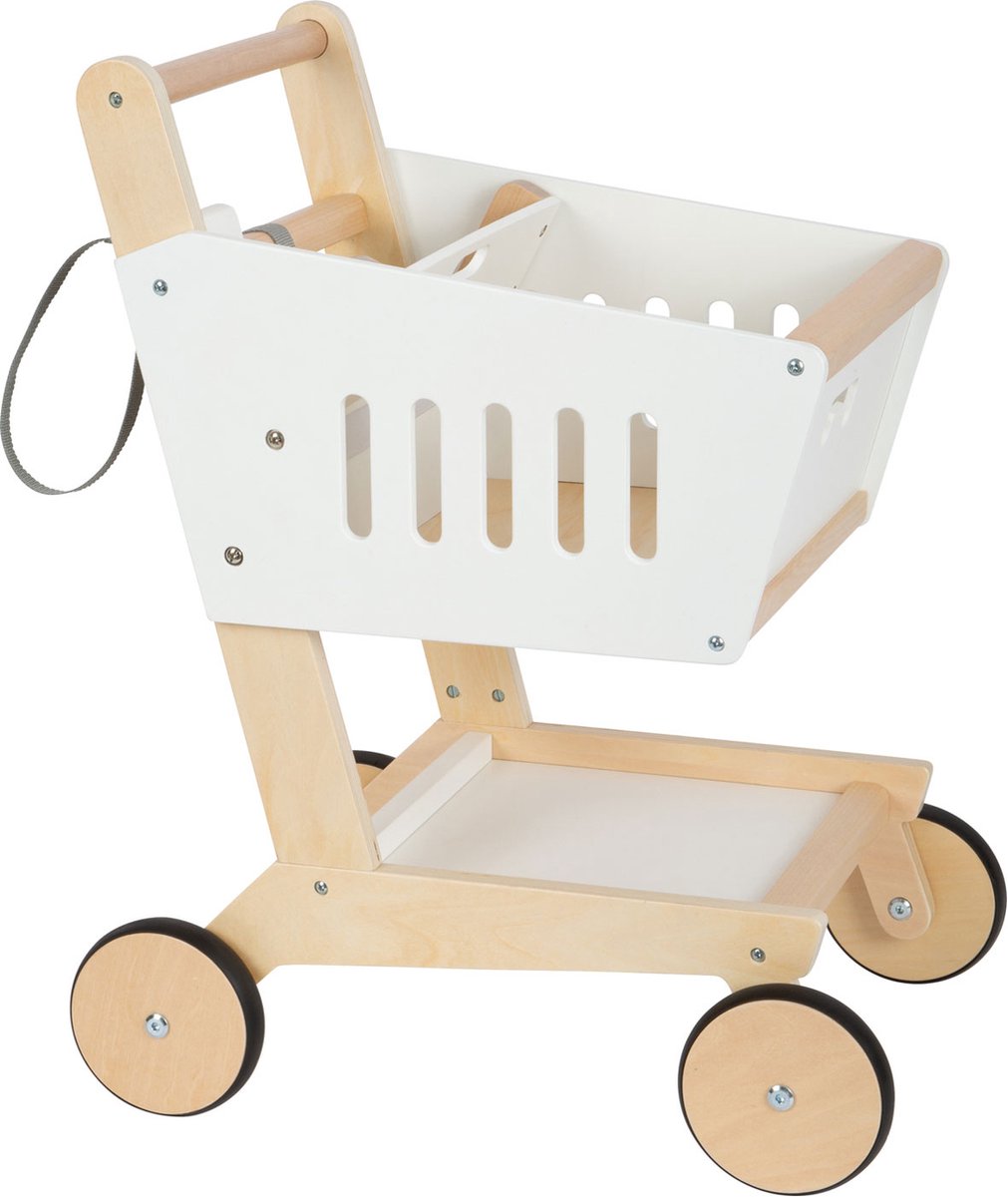 Small Foot - houten supermarkt winkelwagen wit
