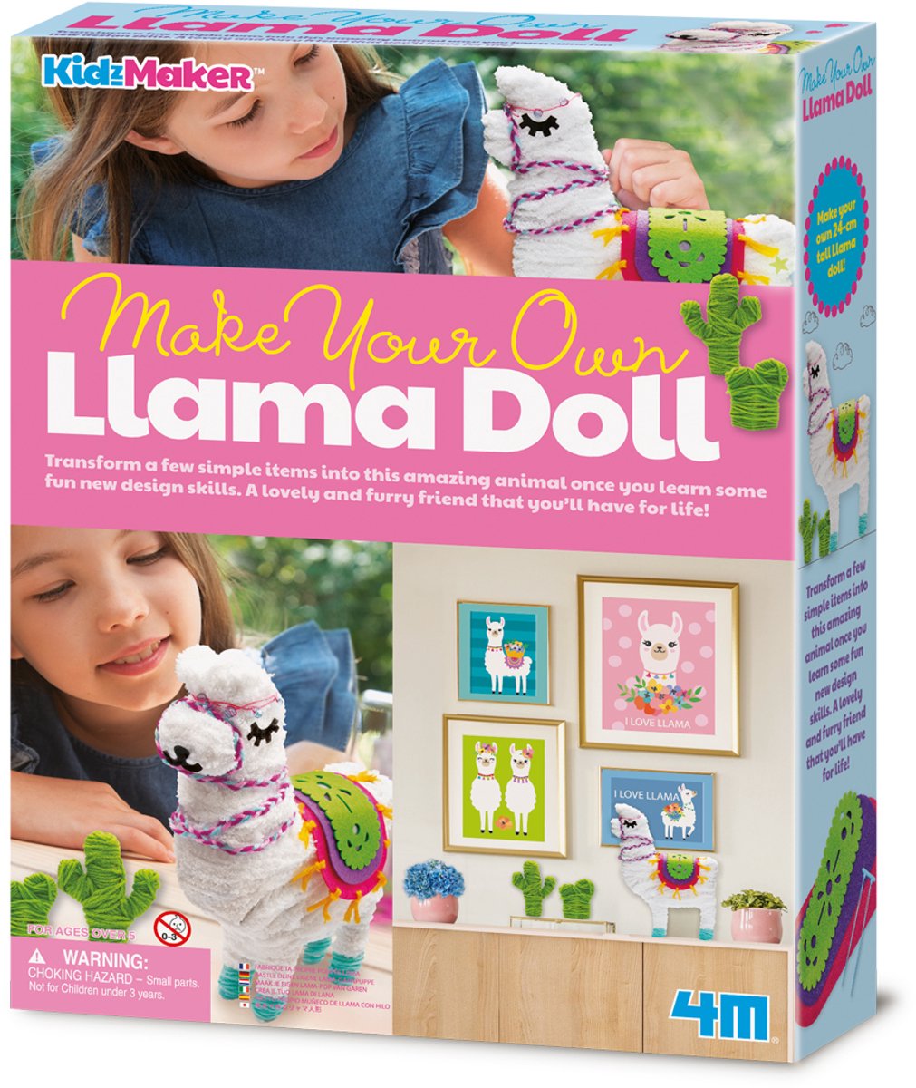 4M knutselen - maak je eigen lama pop - creatief speelgoed - hobbypakket - kidzmaker - 5+