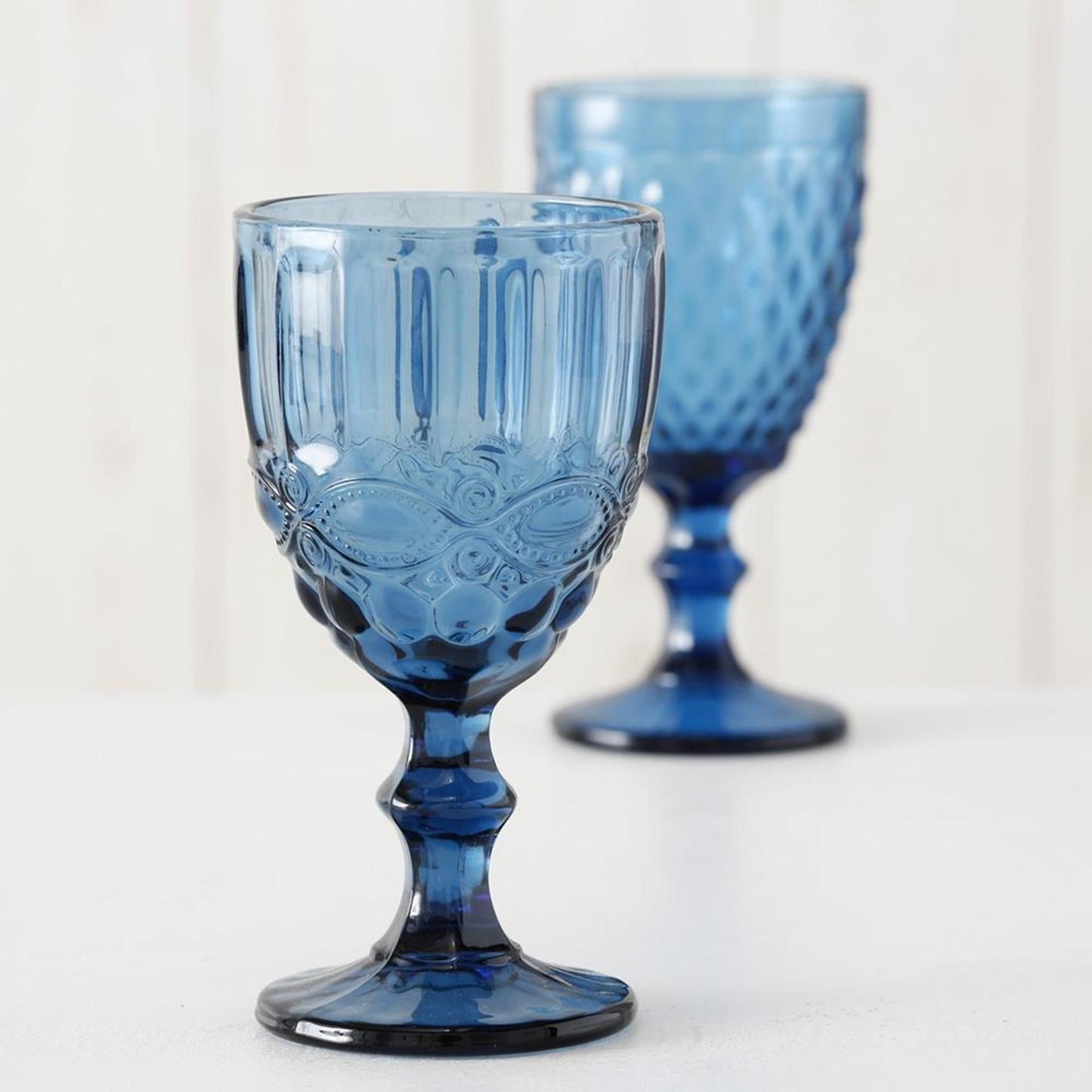 Boltze Home Wijnglas blauw h17cm doos a 6 st
