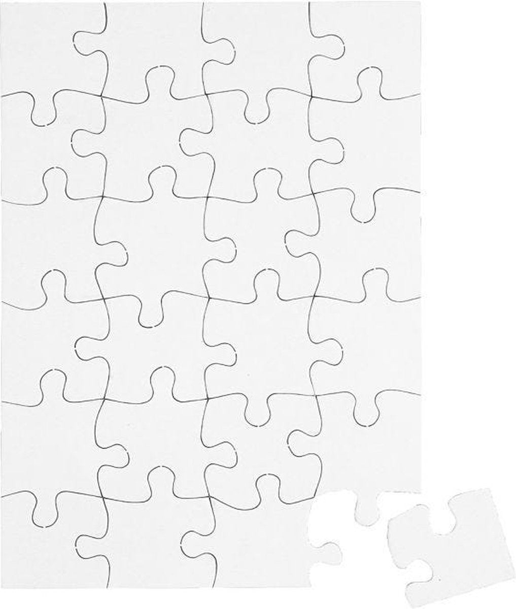 Creativ Company kartonnen puzzel 15x21 cm wit 16 stuks