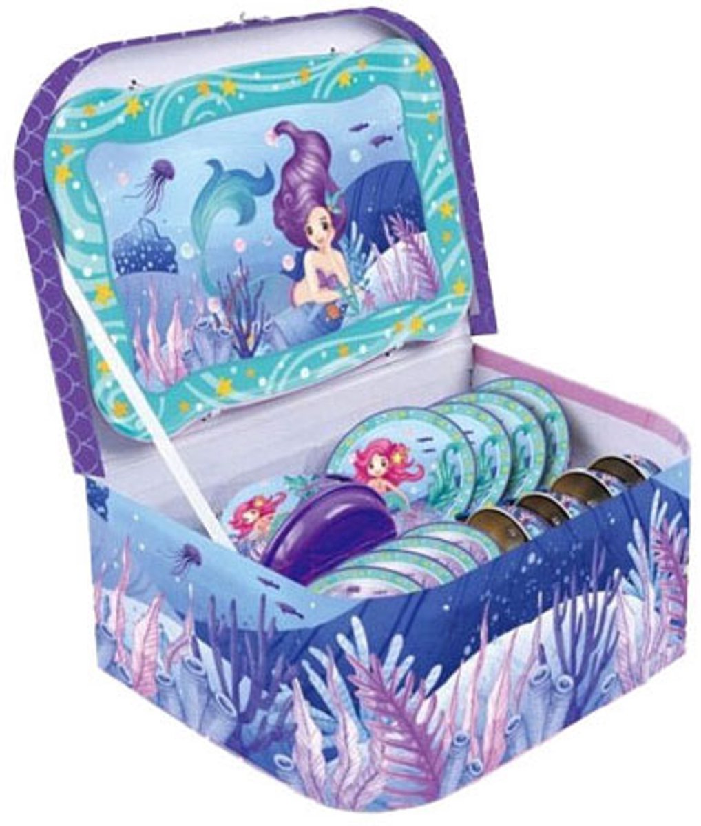 Lobbes Speelgoed BV Mermaid theeservies in picknickkoffer