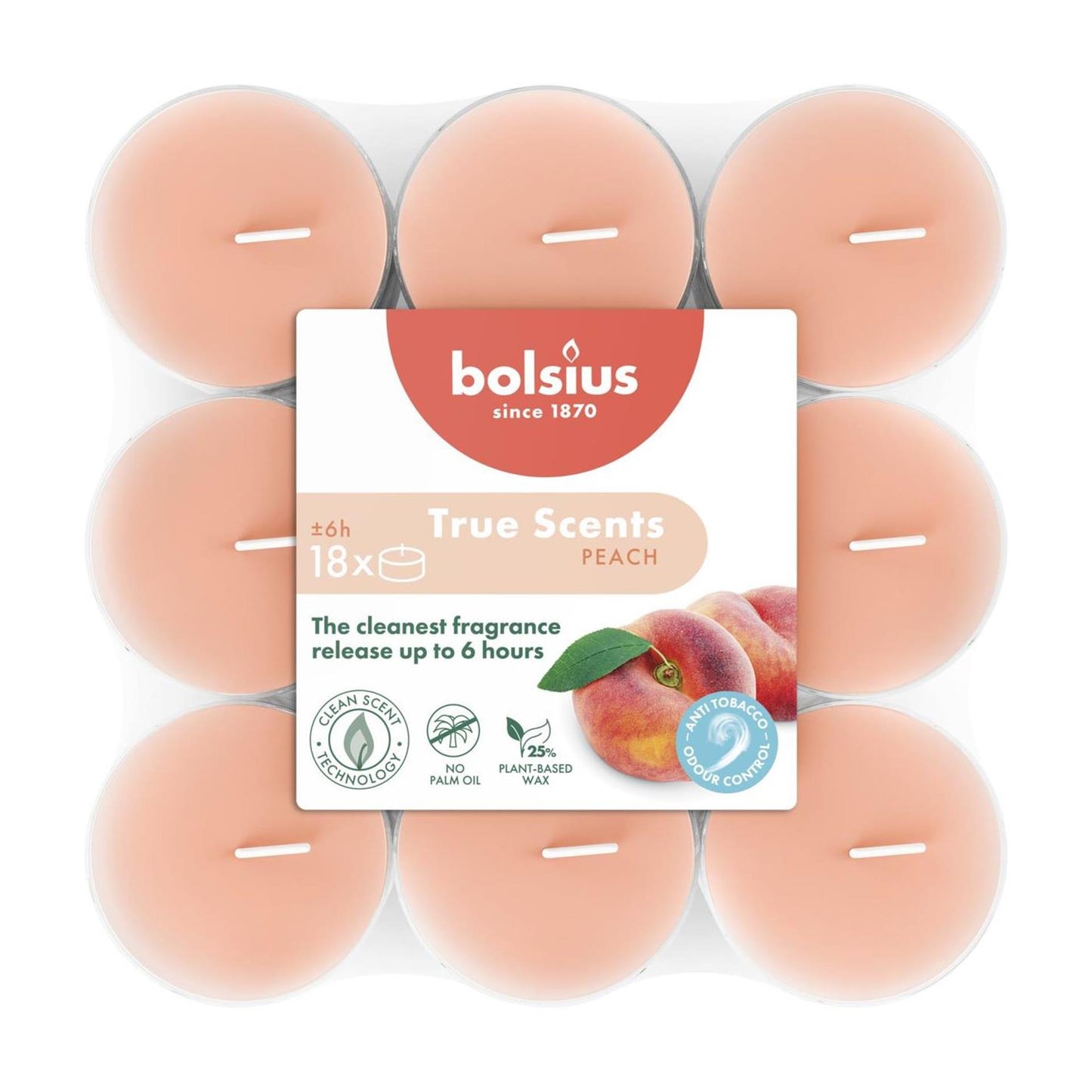 Bolsius geurtheelichten 6h 18st peach