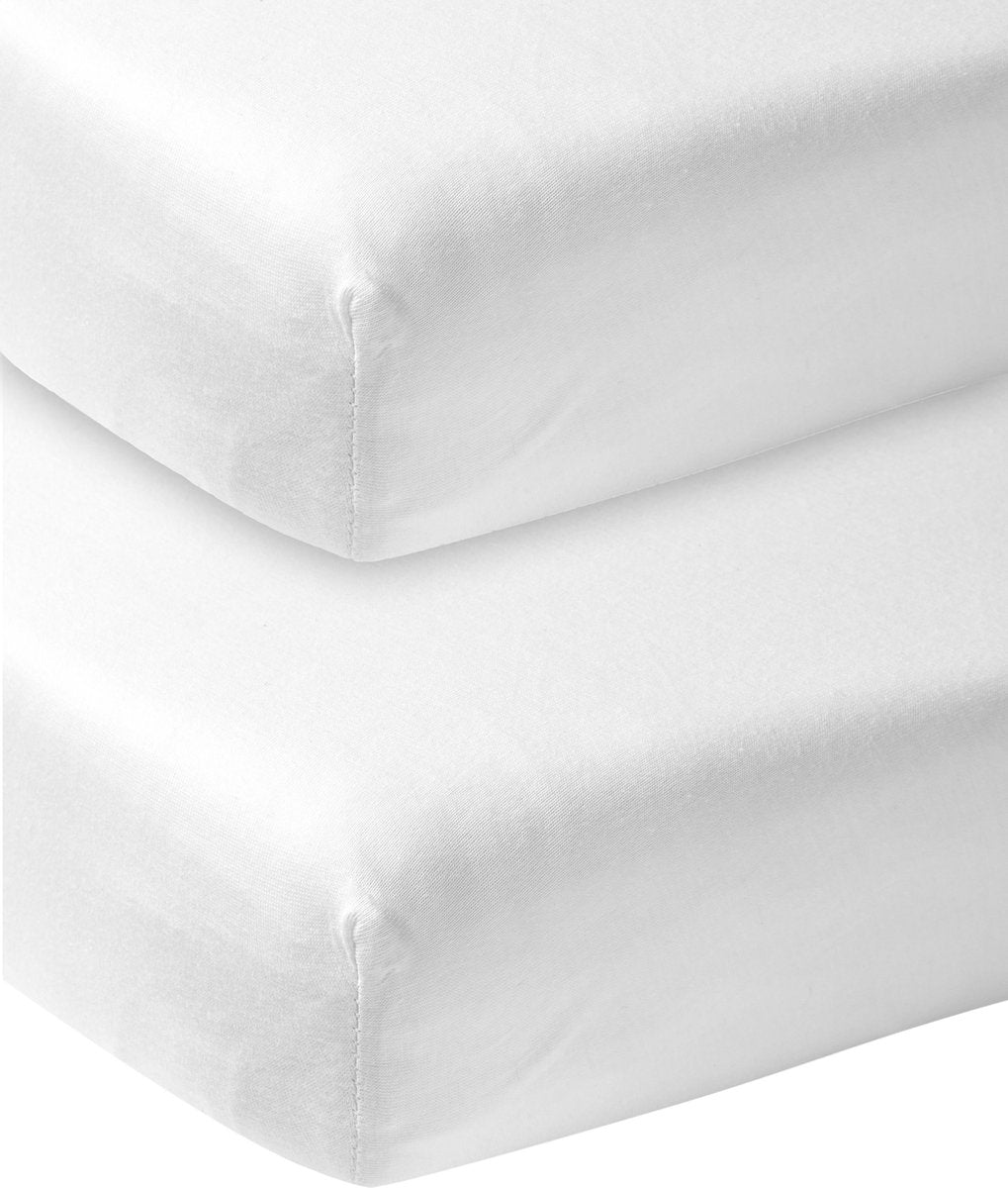 Meyco baby uni hoeslaken wieg - 2-pack - white - 40x80 90cm