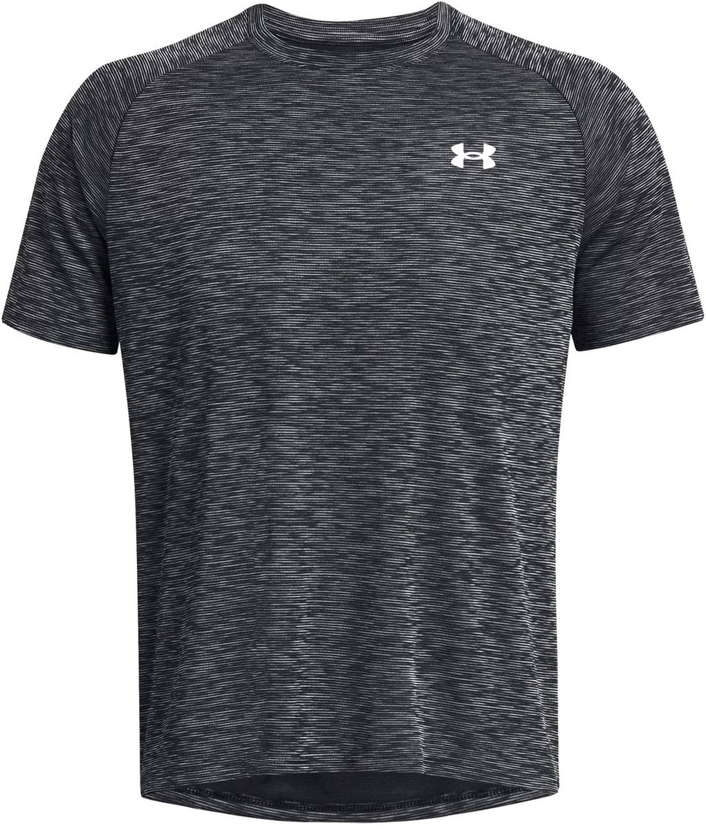 Under Armour ua tech texturood ss-blk heren sportshirt - zwart - wit
