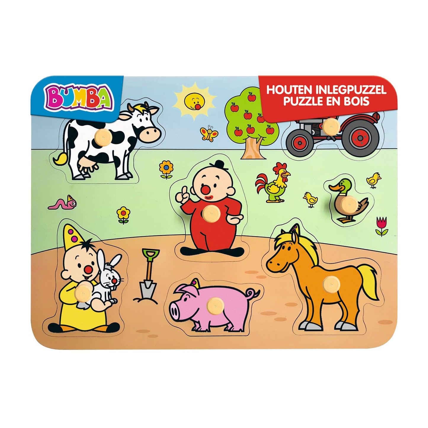 Studio 100 Bumba houten noppenpuzzel boerderij, 7st.