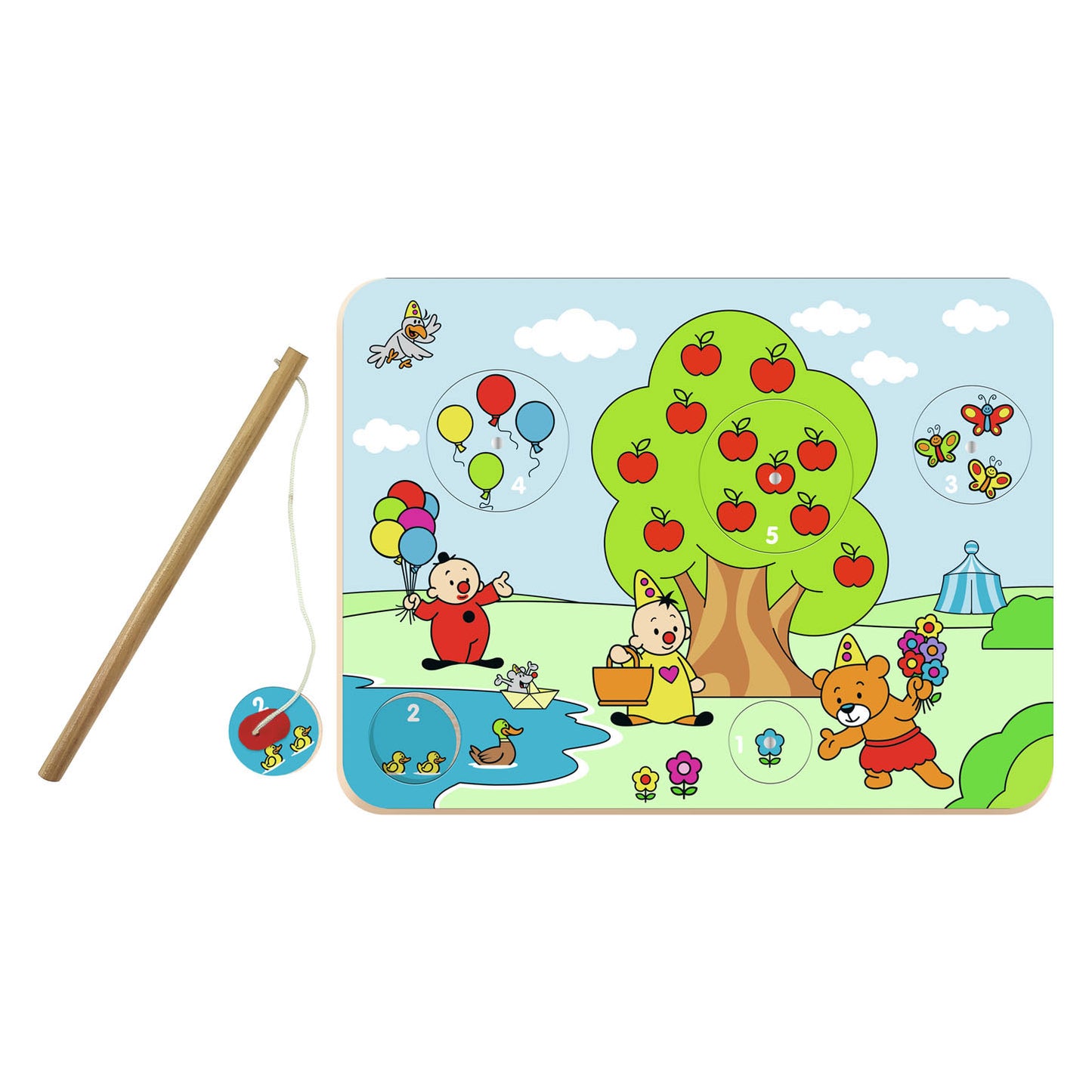 Bumba houten magnetische puzzel - 5 stukjes - met houten vislijn