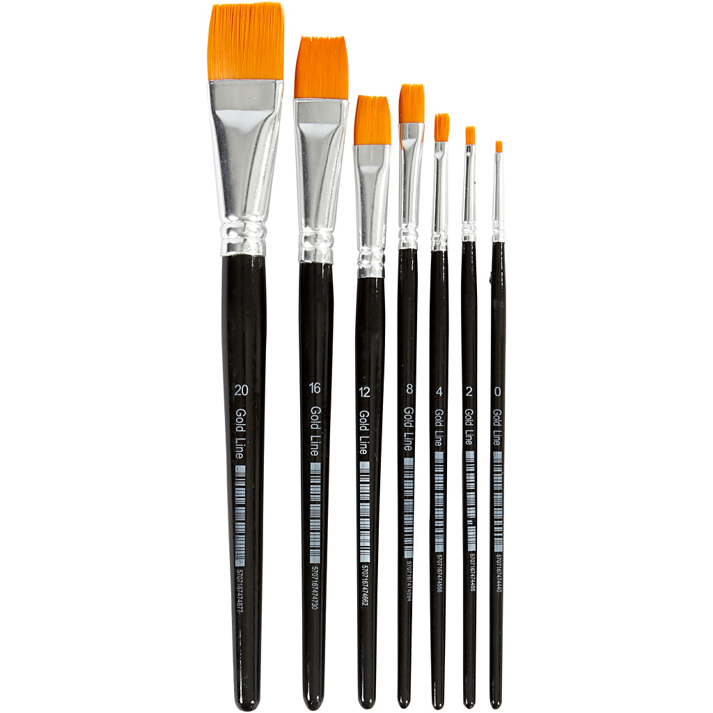 Creativ Company Https: www.cchobby.nl gold-line-penselen-afm-0-2-4-8-12-16-20-l-16-5-21-cm-b-1-7-mm-plat-7-stuk-1-doos