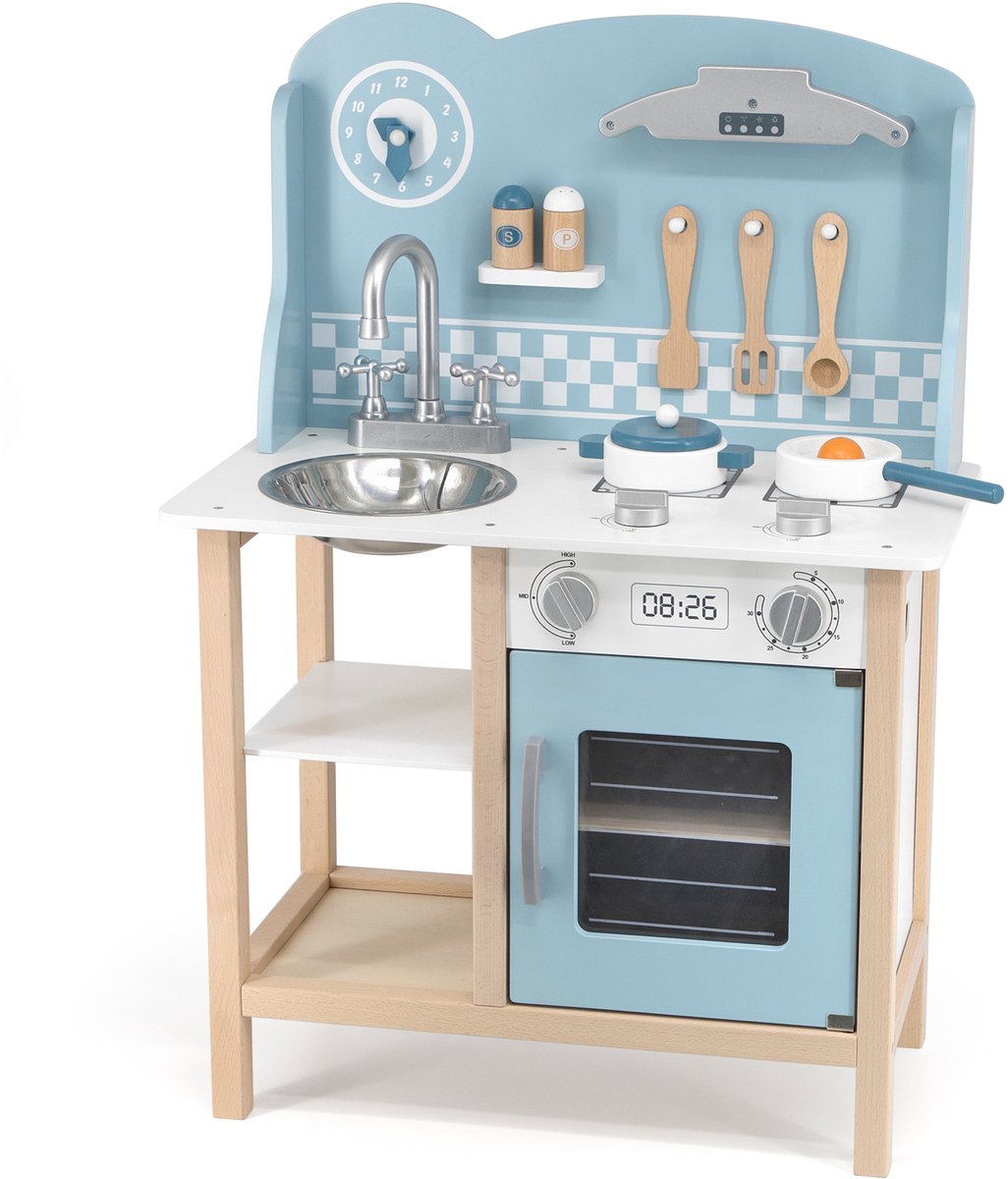PolarB ® houten keuken met accessoires zilver - blauw