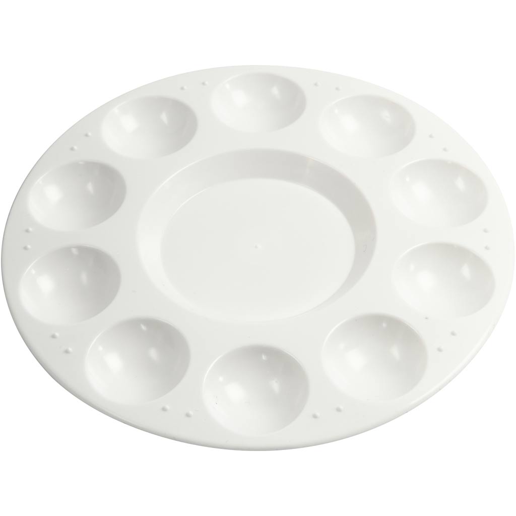 Creativ Company Https: www.cchobby.nl palet-rond-palet-met-11-vakken-d-17-cm-wit-1-stuk