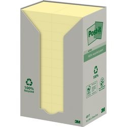 Post-it Recycled notes 653-1t 38x51mm pastel geel 100 vel