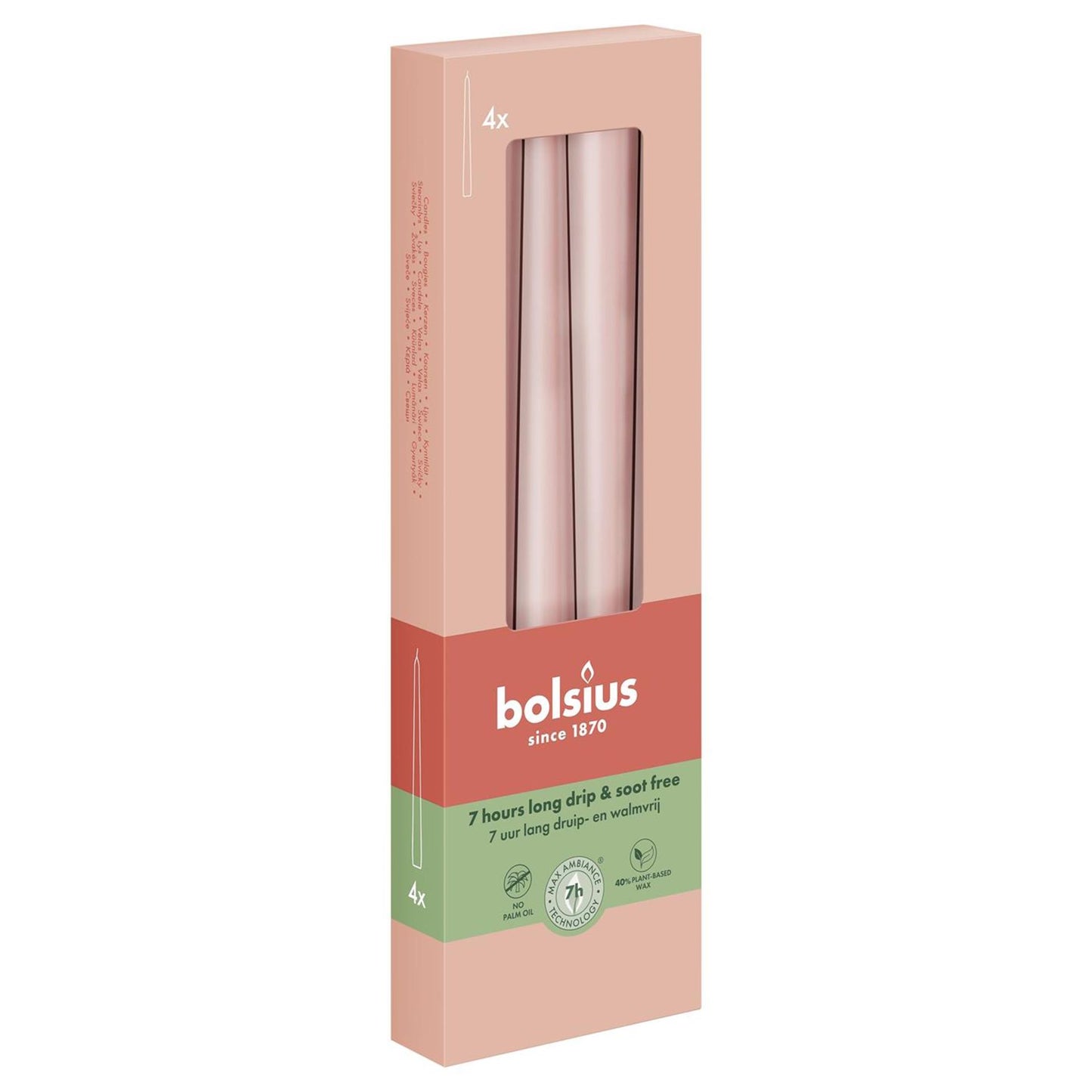 Bolsius gotische kaars 245 24 4st roze