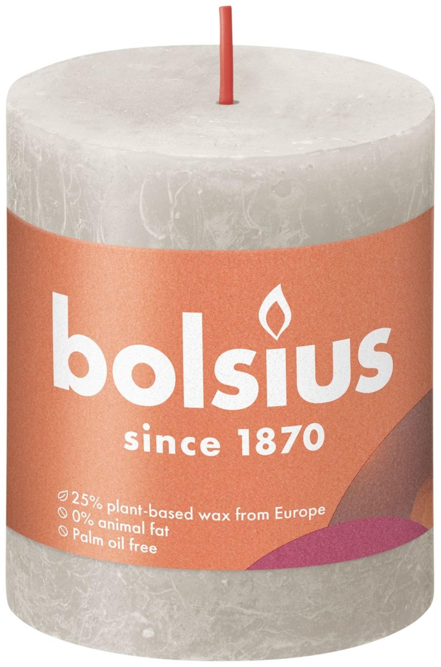 Bolsius rustiek stompkaars 80 68 grijs
