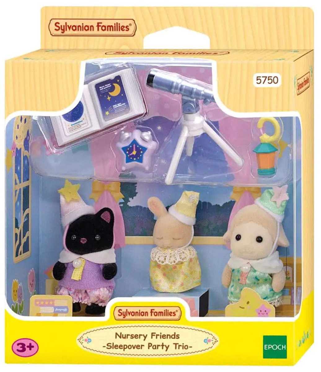 Sylvanian Families 5750 trio peutervriendjes pyjama party- inclusief 3 fluweelzachte speelfiguren