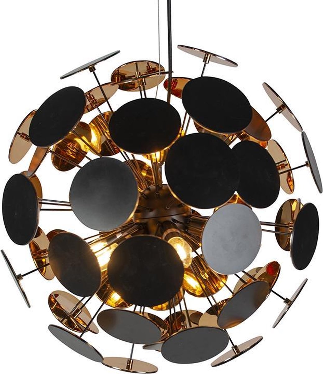 TRIO discalgo - hanglamp - zwart mat - excl. 6x e14 4 w - plafondbevestiging - in hoogte verstelbaar